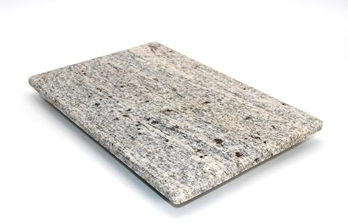 Skärbräda av sten 30 x 20 cm – serveringsfat – köksbräda – stenplatta – underlägg – elfenbenskräm glänsande