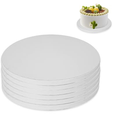 YZROHYI Vassoio Torta Rotondo Bianco 8 Inch - Base in Cartone 12mm, Cake Board Riutilizzabile per Decorazioni, Matrimoni e Compleanni