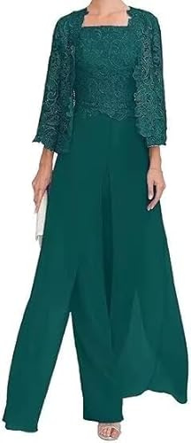 Sincemeet Abito Lungo da Donna in Chiffon a Tre Pezzi per Madre Pizzo Chiffon Madre della Sposa Abiti con Giacca