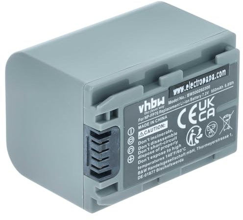 vhbw batteria compatibile con Sony DCR-SR1, DCR-HC96E, DCR-HC94, DCR-HC85E, DCR-HC96, DCR-HC94E videocamera camcorder (950mAh, 7,2V, Li-Ion)