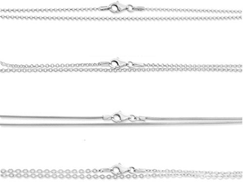 Silberkette Damen 925 Silber 38cm 42cm 45cm 50cm 60cm 70cm Kette ohne Anhänger Sterling Silber Kugelkette Erbsenkette Ankerkette Schlangenkette Einzelne Silberketten