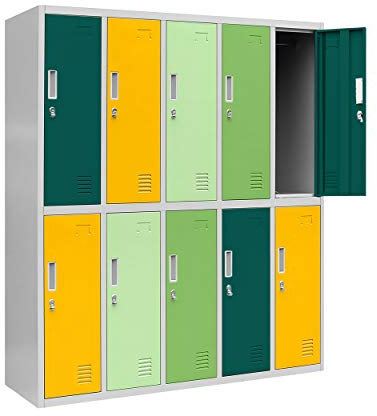 Jan Nowak Armoire Vestiaire 5B2AS Casier Metallique 10 Compartiments revêtement en Poudre 150 cm x 136 cm x 45 cm (Multicolore)