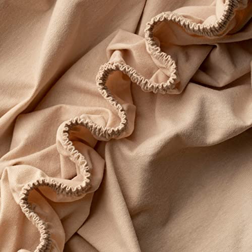 VelvetHome Spannbettlaken 140x200cm 100% gekämmte Baumwolle Made in EU Jersey Bettlaken 140x200 bis 25 cm Matratzenhöhe Spannbetttuch 140x200 Premium Qualität Schönen Farben Beige 140 x 200