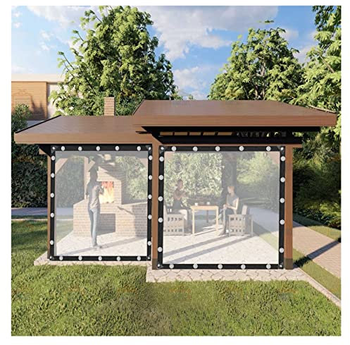 Waterproof Side Panels with Grommets 0.12mm Garden Gazebos Curtain PVC Plastic Partition Screen(Color : Clear, Size : 2x3m)