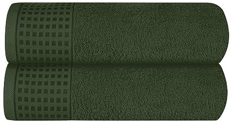 GLAMBURG Baumwolle 2er-Pack übergroße Badetücher 100 x 150 cm, große Badetücher, Ultra saugfähig, kompakt,Umweltfreundlich und 100% recycelbar, schnell trocknendes und leichtes Handtuch - Olivgrün