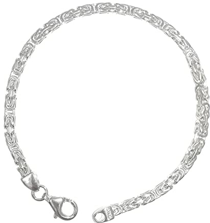 Original italiensk byzantiner kungligt armband 925 silver 3 mm brett längd valbar silverarmband armband kvinnor män smycken från fabriken tendenze Italien, 21 centimeter, Silver
