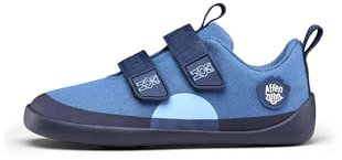 Affenzahn Barfußschuh Baumwolle Lucky Klettverschluss Vegan rutschfest Flexibel Reflektierend für den Sommer in Größe 21-32 Bär - Blau