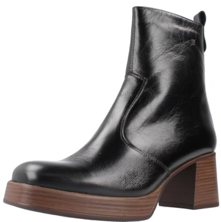 Dorking - Botín liso, de piel, tacón ancho de 7cm y plataforma de 2cm, con cremallera, suela de goma,negro, para: Mujer color: NEGRO talla:37