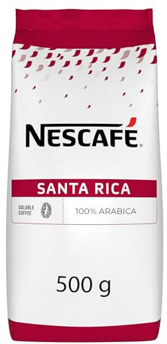 NESCAFÉ Santa Rica - Café Soluble - 100% Arabica - Puissant et Intense aux Notes Fruitées - Café en Poudre - Approvisionnement 100% plus Responsable - Préparation Instantanée - Sachet de 500g
