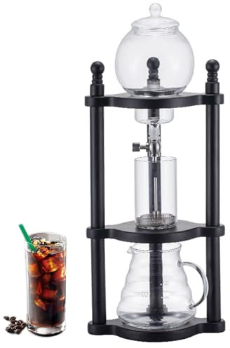 Cold Brew kaffebryggare, 600 ml stor kapacitet kompakt glas kaffedroppare Ice Drip kaffetorn med stabil bas, bärbar hushålls isdropp kaffekanna,A