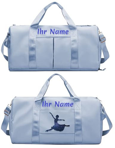 Borsa Gym Duffel Ricamata Personalizzata - Borsa Sport e Viaggio con Scomparto Scarpette Impermeabile, Tasche Bagnato/Asciutto, Cinghia Regolabile - Regalo per Amanti Sport e Viaggio