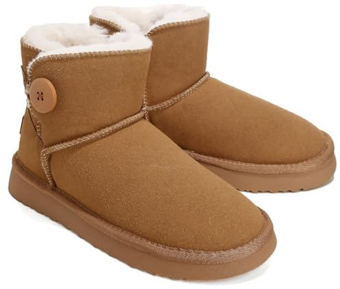 Jifenkla Botas de Invierno Mujer Boots, Cálido Pelo Forradas Botas de Nieve, Impermeable Antideslizante Botines de Senderismo, Lígeras Cómodas Casuales Trekking Zapatos