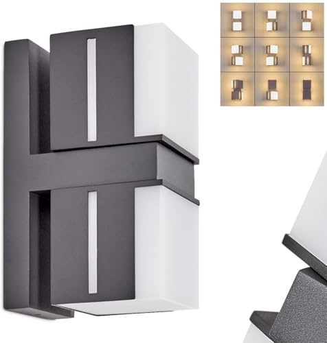HOFSTEIN LED utomhusvägglampa Swanek, utomhusvägglampa av metall/plast i antracit/vit, justerbar utomhusvägglampa i modern design för trädgård, innergård, utomhusområde, terrass, IP54