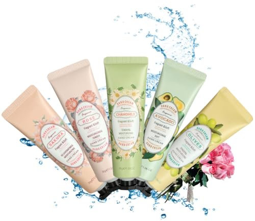 LOPHE Mini Crèmes pour les Mains,5 Pcs Ensemble de Crème pour les Mains,Crème Hydratante,Crème Mains Réparatrice,Crème Hydratante Pour Les Mains Pour les Mains et les Pieds Secs,B