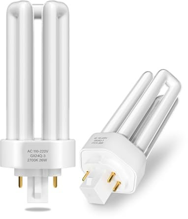 Lamptobe GX24Q-3 26W 4 Pin Kompakt-Leuchtstofflampe - Warmweiß 2700K 3U Form Energiesparende CFL Lampe AC 220V PLT 827 CFL Nicht Dimmbar für Büro Bad Küche Corrido (2-Packung)