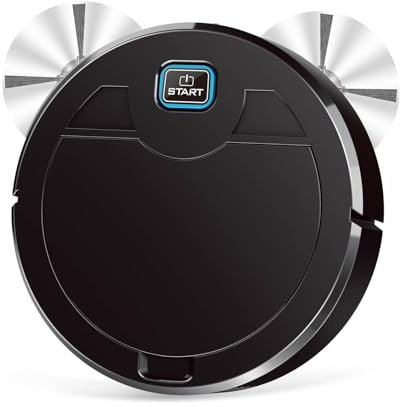 SMTSEC Robot Aspirador Y Fregasuelos, 3 En 1 Robot Aspirador Silenciosa Superfino Robot Barredora Fregadora con Potente 1600Pa Potencia De Succión para Pelos De Mascotas Pisos Duros,Black-1 Pack