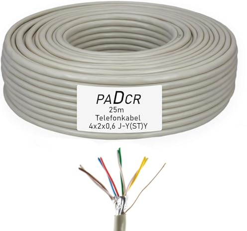 PADCR Telefonkabel Verlegekabel JYSTY Adern Telefonleitung (4 x 2 x 0,6, 25m)
