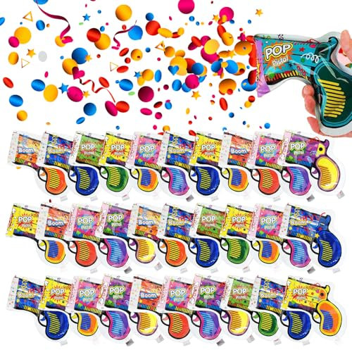 PXBSNB 30 Stück Konfettikanone Set, Party Confetti Konfetti Kanone, Shooter Konfettipistole Poppers, Biologisch Abbaubare Konfettibombe für Karneval Geburtstag Hochzeit Silvester Partys Jubiläum