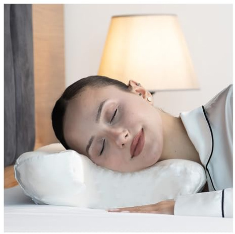 Lepeshur Seidiger Satin Beauty Pillow. Schönheit Kissen. Anti Falten, Wrinkle, Aging.Antialterung. Memory Foam. Seitenschläferkissen. Nackenstützkissen. Kopfkissen Rückenschläfer. (White Satin)