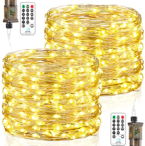 String Lights Mains Powered, 23M 200 LED Fairy Lights Plug in 8 Modes, Waterproof Copper Wire Warm White Christmas Tree Lights with Remote Timer for Bedroom, Yard, Wedding, Christmas Decorations