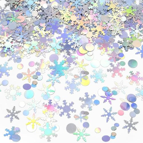 OAAO Decoración De Escritorio De Copos De Nieve De 2000 Piezas, 75 Gramos De Confeti De Hielo Y Nieve, Confeti De Decoración Navideña con Purpurina, Bodas.
