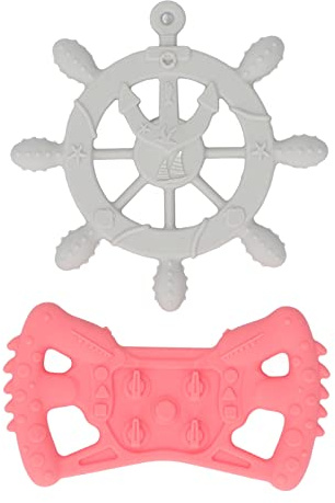 Cygmophing, 2 uds., Juguetes para la dentición, timón Gris, Gamepad Rojo, Forma de Silicona Suave, Agarre pequeño y cómodo, Juguete para Masticar para bebé