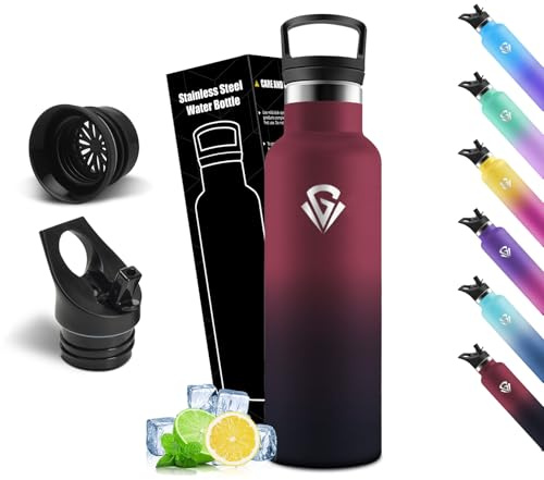 Mulbijeo Botella Agua Niños 500ML, Termo Agua Fria, Cantimplora Termica Sin BPA, 12H Caliente/24 Frío, Cantimplora Acero Inoxidable 18/8, Botella Acero Inoxidable para Deporte, Oficina, Yoga
