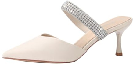 Kitten Heels dam öppna, pumps dam eleganta spetsar pantoletter med klack, glitter, strass, högklackade skor, stilettklack, sommarskor, cocktailparty, klädskor, öppna tår, klackskor