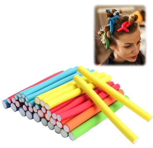 SLIAXINT 40 Piezas Bigudies para Rizar el Pelo, Flexibles Rulos para el Pelo Varillas Twist,Rizador de Pelo sin Calor para Cabello Largo, Corto y Ondulado, Rizador Pelo para Dormir Durante la Noche