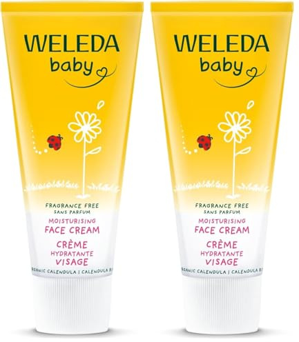 WELEDA - Crème hydratante Visage au Calendula bio sans parfum - 50 ml - Hydrate et nourrit - Pour la peau délicate des bébés, dès la naissance - NATRUE - 50 ml (Lot de 2)