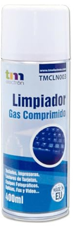 TM Electron TMCLN003 - Limpiador de Gas Aire comprimido para Dispositivos electrónicos, teclados, cámaras, Ordenadores portátiles, Conexiones y Otros, 400 ml, Color Blanco