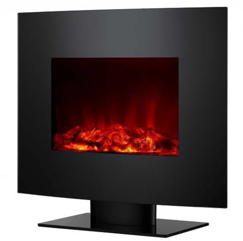 Chimenea Eléctrica, 2000W, Cristal Templado Negro, con pie y Mando a Distancia CHE-340 Purline