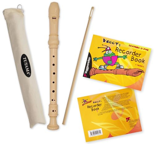 Set iniziale con flauto dolce + libro di testo: Tuyama TFS-06B flauto dolce in robusto ABS (presa barocco) + corso Voggy's Recorder Book (in inglese, ISBN 9783802404641)