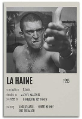 Poster de film La Haine - Décoration de chambre à coucher, salon - Sans cadre - 30 x 45 cm