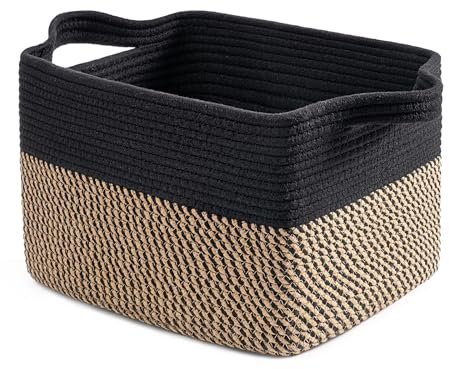 TIMEYARD Woven Storage Basket for Shelves, Small Wicker Baskets for Shoes,Towel, Toy Baskets Storage Kids, Empty Gift Basket with Handles