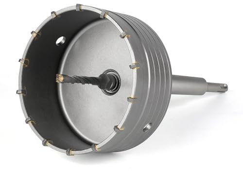 BINOTA Scie Cloche à Béton de 125 mm, Forets Circulaires, Scie Cloche, avec Tige SDS Plus 220 mm, pour Béton, Ciment, Mur de Briques, Maçonnerie en Pierre