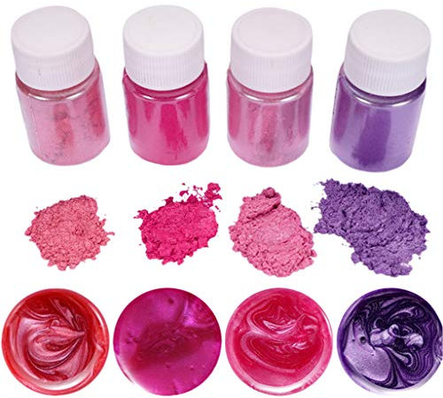 DIIOOMIEEU Perlenpulver-Pigment-Set, Kristall-Epoxidharz für Lipgloss, 4 Stück