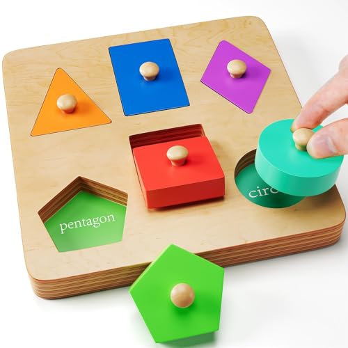 KmmiFF Holzpuzzle 1 Jahr, Montessori Spielzeug 1 2 3 Jahr Geburtstag Geschenke, Steckspiel Babyspielzeug Farben Formen lernspielzeug Motorikspielzeug 12 18 Monate Kinder Junge mädchen