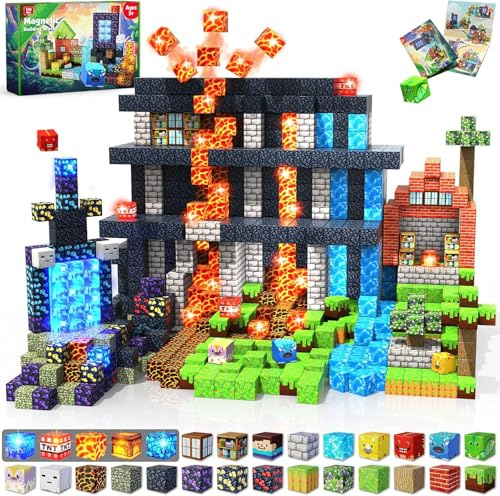 GraceDuck Magnetic Building Blocks, Dark Light 150 Pcs Original Craft STEM Toy Set, Kids Learning Educational Construction Sensory Toys for 3 4 5 6 7 8 9 10 Year Old Boys Girls Gift