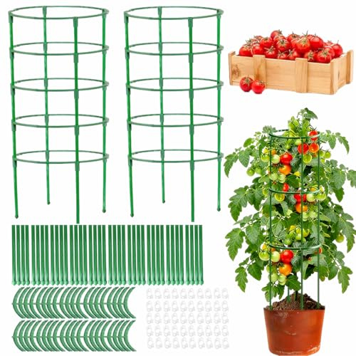 Klätterhjälpmedel för tomater, 125 cm x 2 stycken, trädgårdsstöd, med justerbar höjd, obegränsad skarvning, för växter, klätterhjälp, gurka, växtstöd, klätterhjälp för tomater, tomattorn, blomstöd