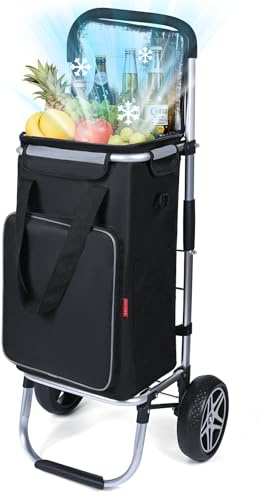 YEAUPE PRO Carro de la Compra con Compartimento isotérmico - Carga máxima: 50 l y 25 kg - Carro Plegable 3 en 1 - Carro de la Compra y Bolso de Espalda - Gris