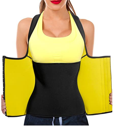 ZUOZUIYQ Women's Hot Body Waist Trainer with Zipper Workout Slimming Vest Sauna Shirt Neoprene Compression Shapewear Tummy Control for Weight Loss S-3XL