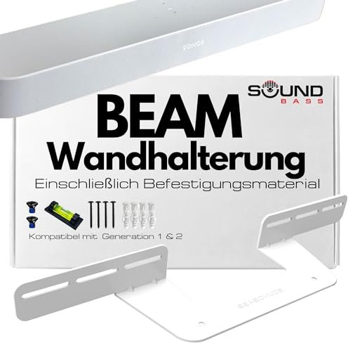 Soundbass Soundbar Mount For Sonos Beam compatible with Generation 1 & 2 Sonos Beam Sound Bar Includes All Necessary Mounting Hardware, Mounts Bracket, White