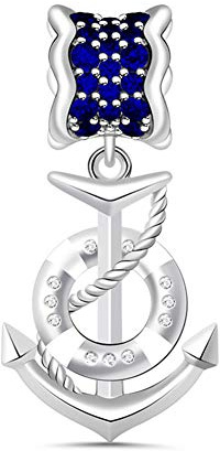 GNOCE Anchor Pendant Charms Seaside Theme Charm Dangle for Bracelet Necklace 925 Sterling Silver CZ Beads Charm Personalized Gift Jewelry