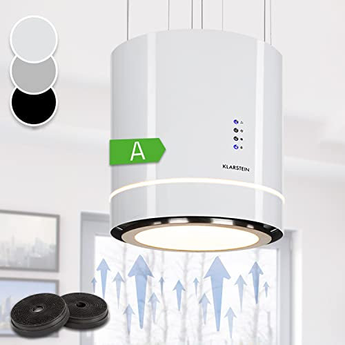 Klarstein Cappa Isola Sospesa, Cappa Cucina con Timer, Flusso d'Aria di 540m³/h, Cappa Sospesa per Isola Cucina con 3 Modalità e Filtri Antigrasso, Cappa Isola Sottopensile con Filtri a Carboni Attivi
