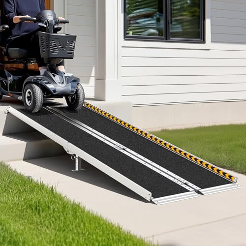 gardhom - Rampa para sillas de Ruedas extraancha de 79,5 cm, rampas de Carga portátiles, Plegables y Antideslizantes para escúteres, cortacéspedes, Portales y escalones, 152 cm