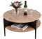 7RiversART Wood Round Coffee Table with 2-Tier Storage Partitioned Shelf Industrial Modern Design Sofa Table for Living Room