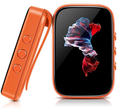 Reproductor de MP3 de 32GB con Bluetooth-Reproductor de Música MP3/MP4 Portátil con Radio FM,Grabación de Voz,Libro Electrónico,Calendario,Alarma-Reproductor de MP3 para Deportes con Clip
