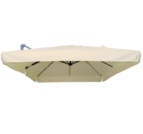 BricoShopping® Telo Ricambio Ombrellone Decentrato 3x4 m Impermeabile con Airvent, Copertura 295x395 cm per Ombrellone a Braccio 8 Stecche in Legno, Tessuto 300 gr/mq con Spacco Senza Tasche