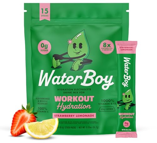 Waterboy Workout Hydration, Strawberry Lemonade, Sugar Free Electrolytes 15ct